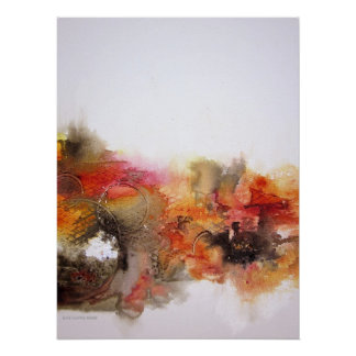 Pôster Red Brown Orange White Modern Abstrato Canvas Art
