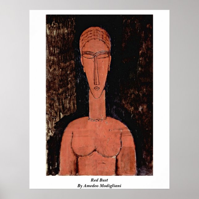 Pôster Red Bust Por Amedeo Modigliani (Frente)