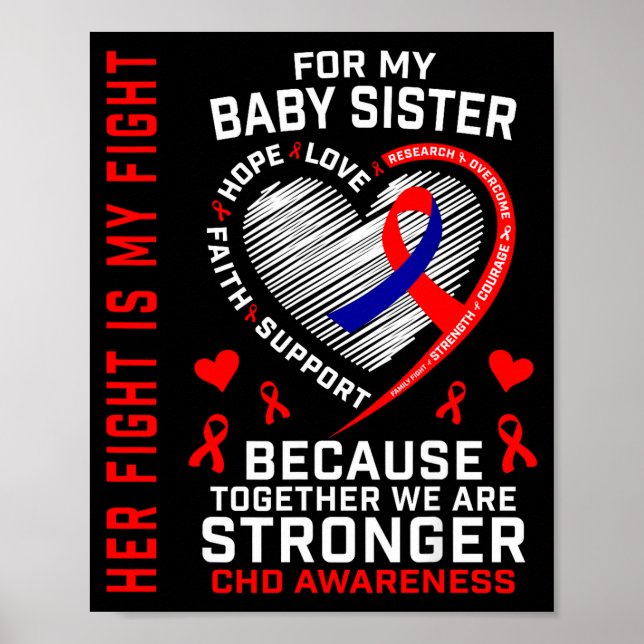 Poster Red Chd Awareness Baby Sister Heart Disease Matchi (Frente)