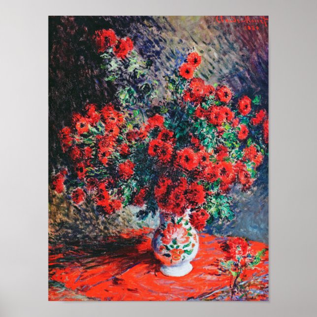 Poster Red Chrysanthemum, Monet (Frente)