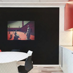 Pôster Red Courtyard com Estatutos   Arte metafísica