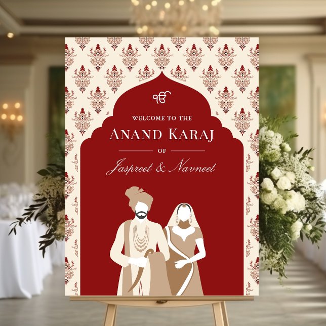 Poster Red Cream Anand Karaj Sikh Sinal de Boas-vindas (Criador carregado)