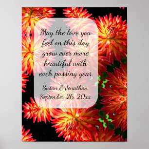 Poster Red Dahlia Flores Personalizadas Casamento
