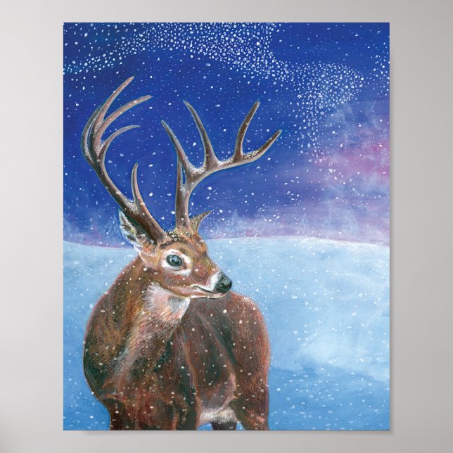 Poster Red Deer stag na neve (Frente)