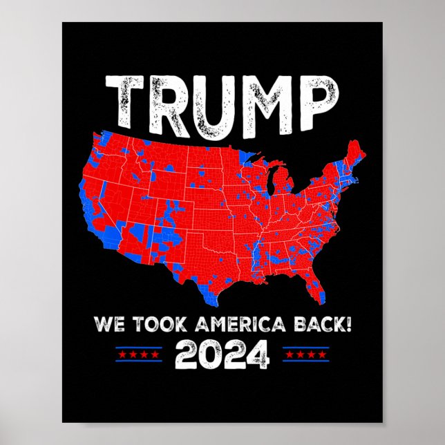 Poster Red E Blue Map Funny Trump Fan (Frente)