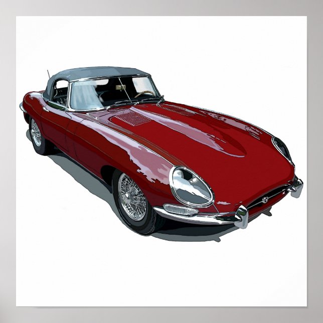 Pôster Red E Type Roadster (Frente)