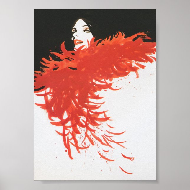 Poster Red Feather Boa Vintage - Moda Retroativa (Frente)