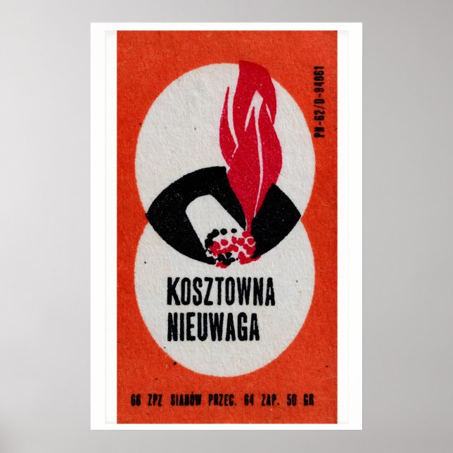 Poster Red Flame and Matchstick Matchbox Art Print (Frente)