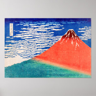 Poster Red Fuji   Hokusai  