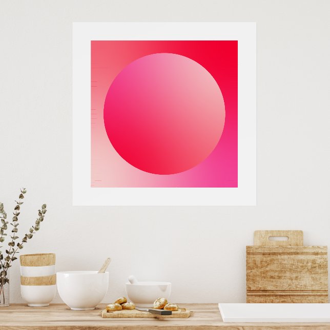 Poster Red Gradient Circle Vignette Abstract Design (Cozinha)