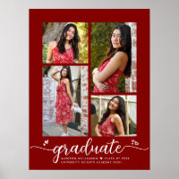 Red Graduation 4 Photo Script Heart Modern Girly