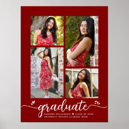 Poster Red Graduation 4 Photo Script Heart Modern Girly