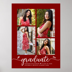 Poster Red Graduation 4 Photo Script Heart Modern Girly