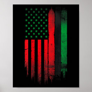 Poster Red Green Black History American African Flag