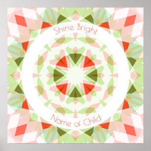 Poster Red Green Shine Bright Star Name Decor