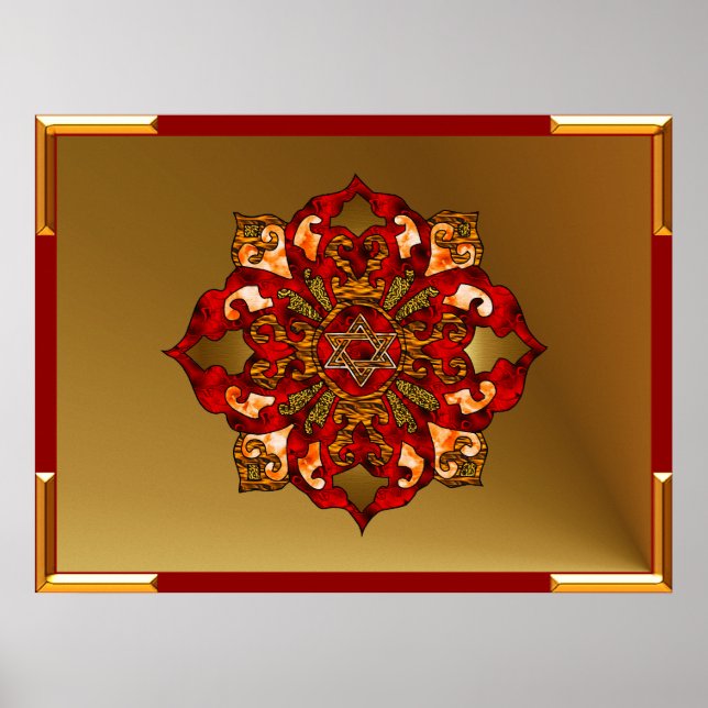 Pôster Red Hanukkah Mandala (Frente)