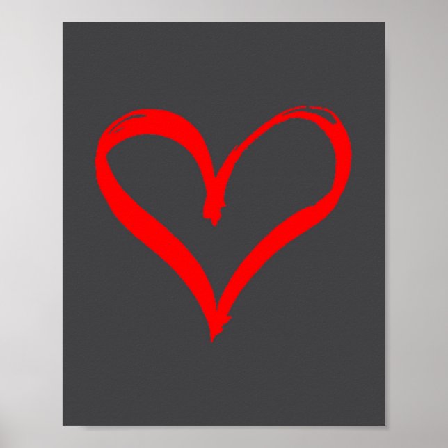 Poster Red Heart Funny Cute Design For Men Women Husband  (Frente)
