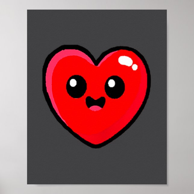 Poster Red Heart Funny Cute Design For Men Women Husband  (Frente)