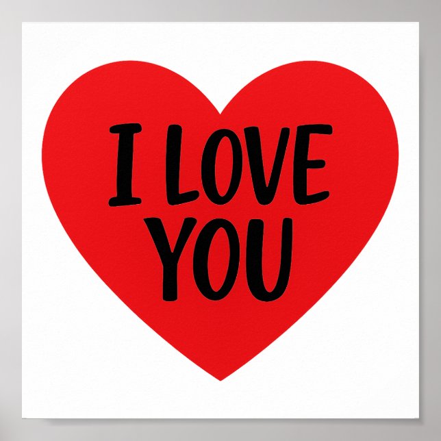 Poster Red Heart “I LOVE YOU” – Romantic Minimalist Desig (Frente)