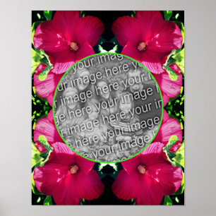 Poster Red Hibiscus Flowers Frame Adicionar Sua Própria F