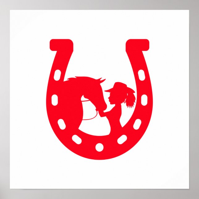 Poster Red Horseshoe Girl and Horse (Frente)