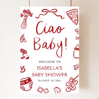 Red Italiana Pizza Ciao Baby Chá de fraldas Welcom