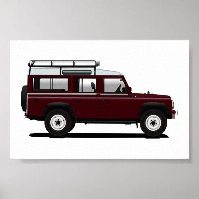 Poster Red Land Rover Defender 110 (Frente)