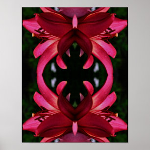 Poster Red Lily Flower Abstrato Art