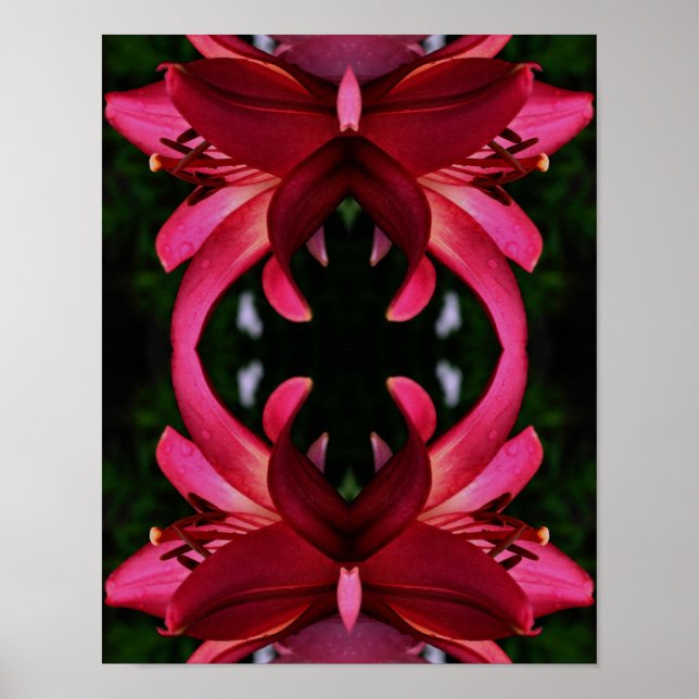 Poster Red Lily Flower Abstrato Art (Frente)