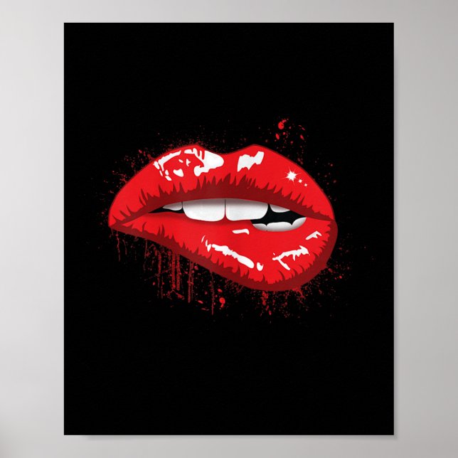 Poster Red Lips Kiss Girl T Shirt Birthday Christmas Gift (Frente)