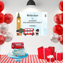 Poster Red London Bus and Clock Tower Birthday
