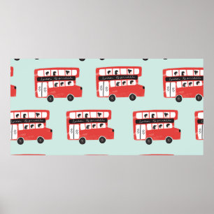 Poster Red London Double Decker Bus Vint