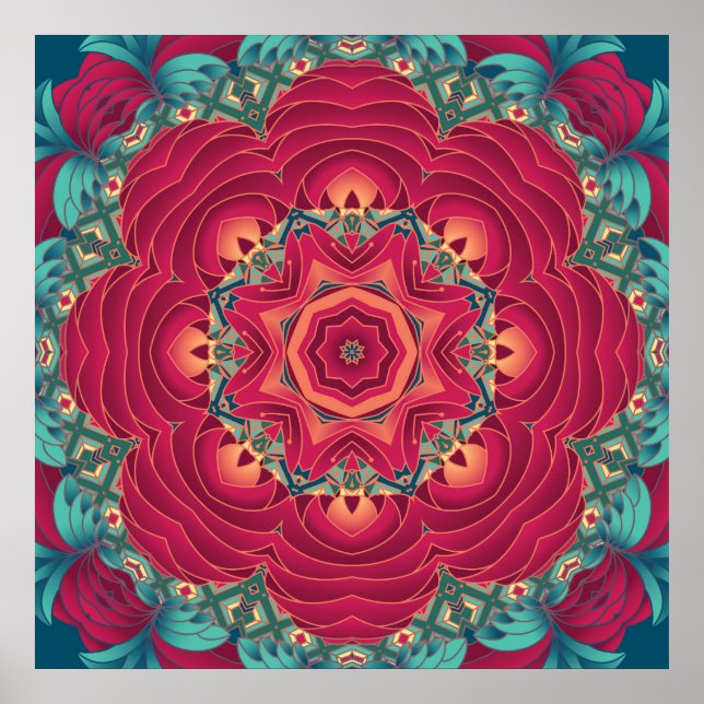Poster Red Lotus Mandala (Frente)