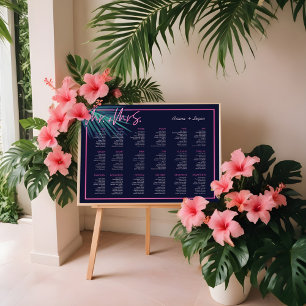 Poster Red Love Neon Pink Tropical Retro Casamento