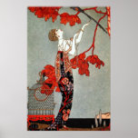 Pôster Red Madame Art Deco Design<br><div class="desc">Esta é uma bela ilustração do período da Arte Deco. Eu adoro as pop vermelhas vívidas de cor,  assim como a sutura do vestido,  com as cordas dos colares. Sem dúvida uma homenagem à decadência do tempo!</div>