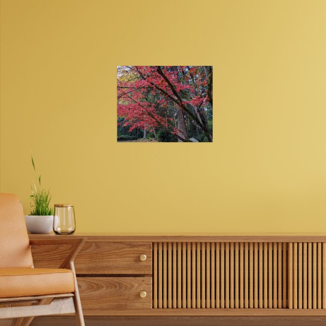 Poster Red Maple Leaves on Tree Botancial (Sala de Estar 2)