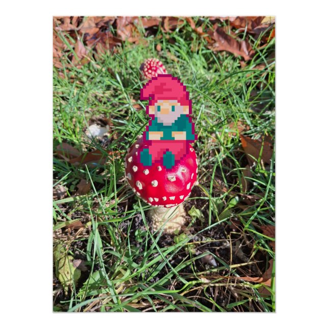 Pôster Red mushroom, gnoom pixelart, Pixel Art  (Frente)