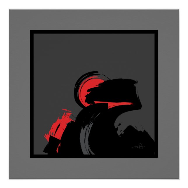 Pôster Red 'n Black Night Sentinal Moderna Abstrato Art (Frente)