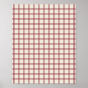 Poster Red On Cream Grid