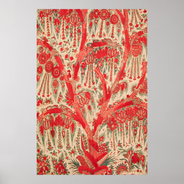 Poster Red Ottoman Tree of Life Art Print Vintage Floral