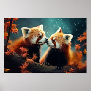 Poster Red Panda Animal Wilderness Arte Colorida