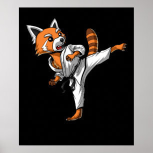 Poster Red Panda Bear Karate