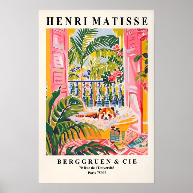 Poster Red panda in bathtub funny poster, Matisse print (Frente)