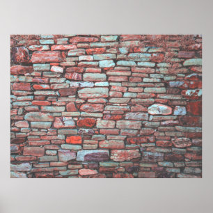 Poster Red pavement bricked wall