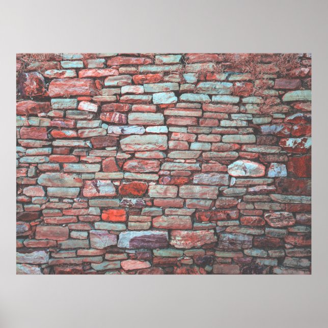 Poster Red pavement bricked wall (Frente)