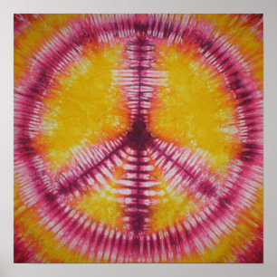Pôster Red Peace Sign Tie Dye