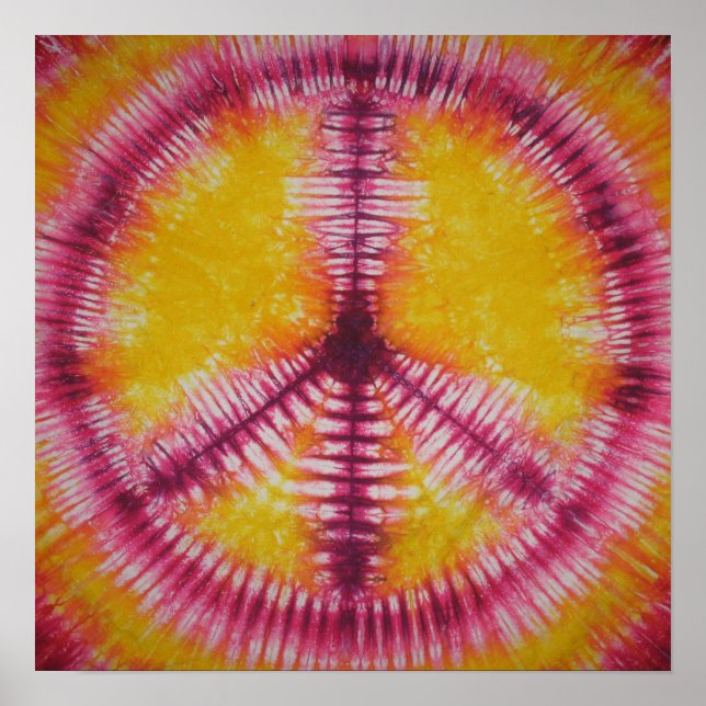 Pôster Red Peace Sign Tie Dye (Frente)