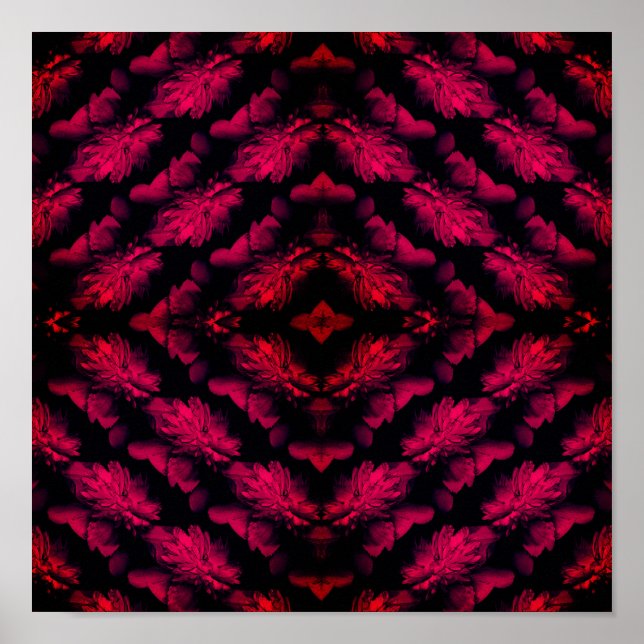 Poster Red Peonies Abstrato Arte Floral (Frente)