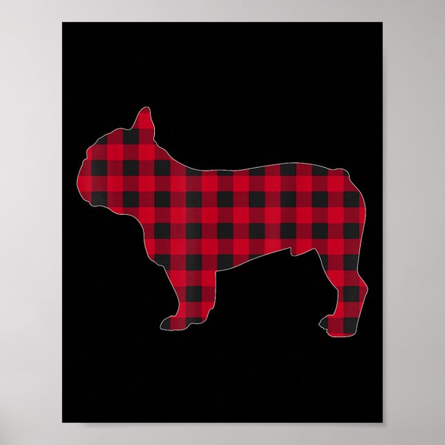 Poster Red Plaid French Bulldog Dog Lover Matching Christ (Frente)