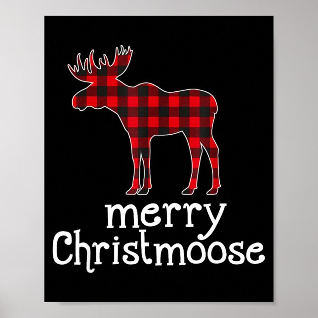 Poster Red Plaid Merry Christmoose Christmas Moose Lovers (Frente)